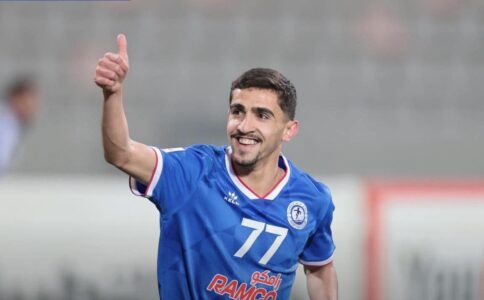 مؤمن الساكت يحتفل بهدف الفوز للرمثا ضد شباب الأردن