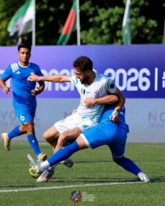 لاعبي المنتخب السوري لكرة القدم المصغرة بعد خسارتهم أمام أوزبكستان في كأس آسيا.